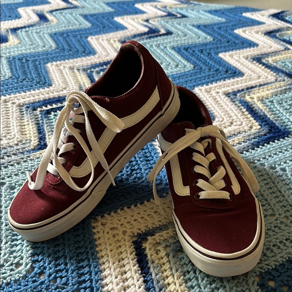 Burgundy and White Sneakers